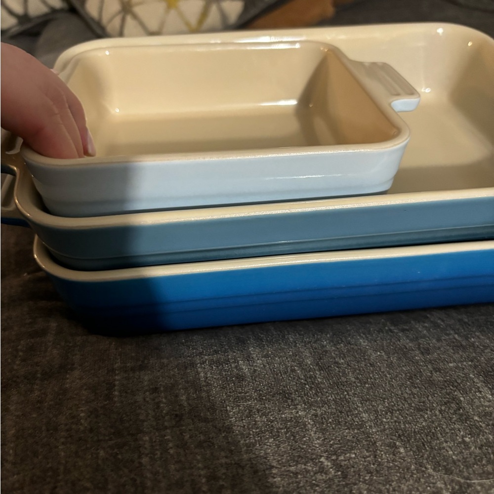 Le Creuset set of three baking dishes